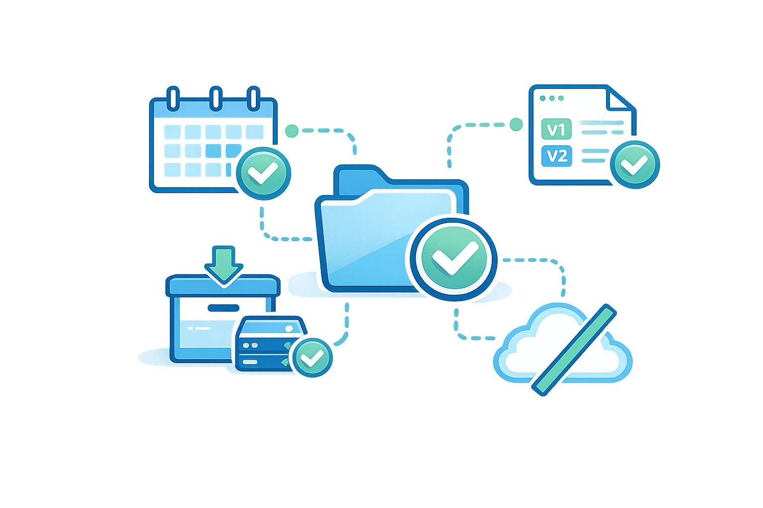 Backup-Strategie mit automatisierten Sicherungen, Versionierung und lokalem sowie Cloud-Backup