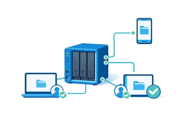 NAS-System für zentrale Datenspeicherung, Backups und sicheren Zugriff von mehreren Geräten