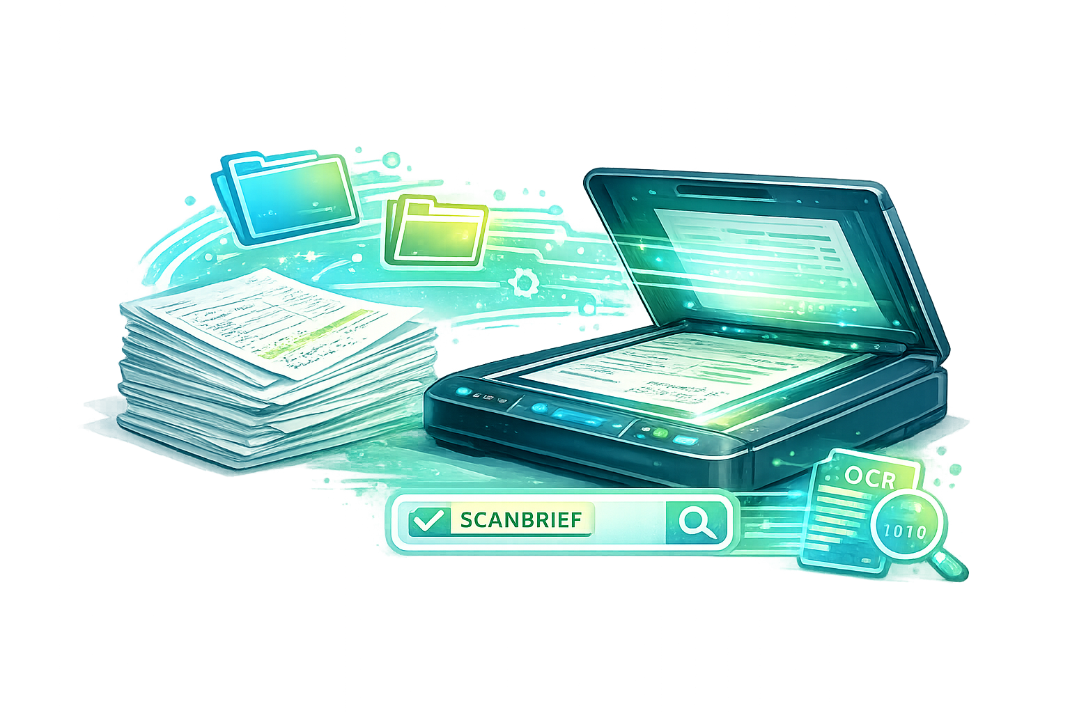 OCR-Dokumentenerfassung mit Scan, Texterkennung und digitaler Ablage für papierlose Prozesse